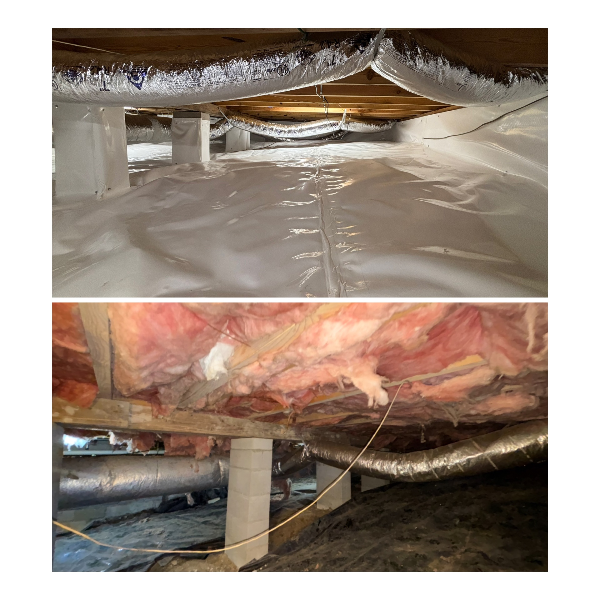 Before and after: Insulation Removal & Vapor Barrier