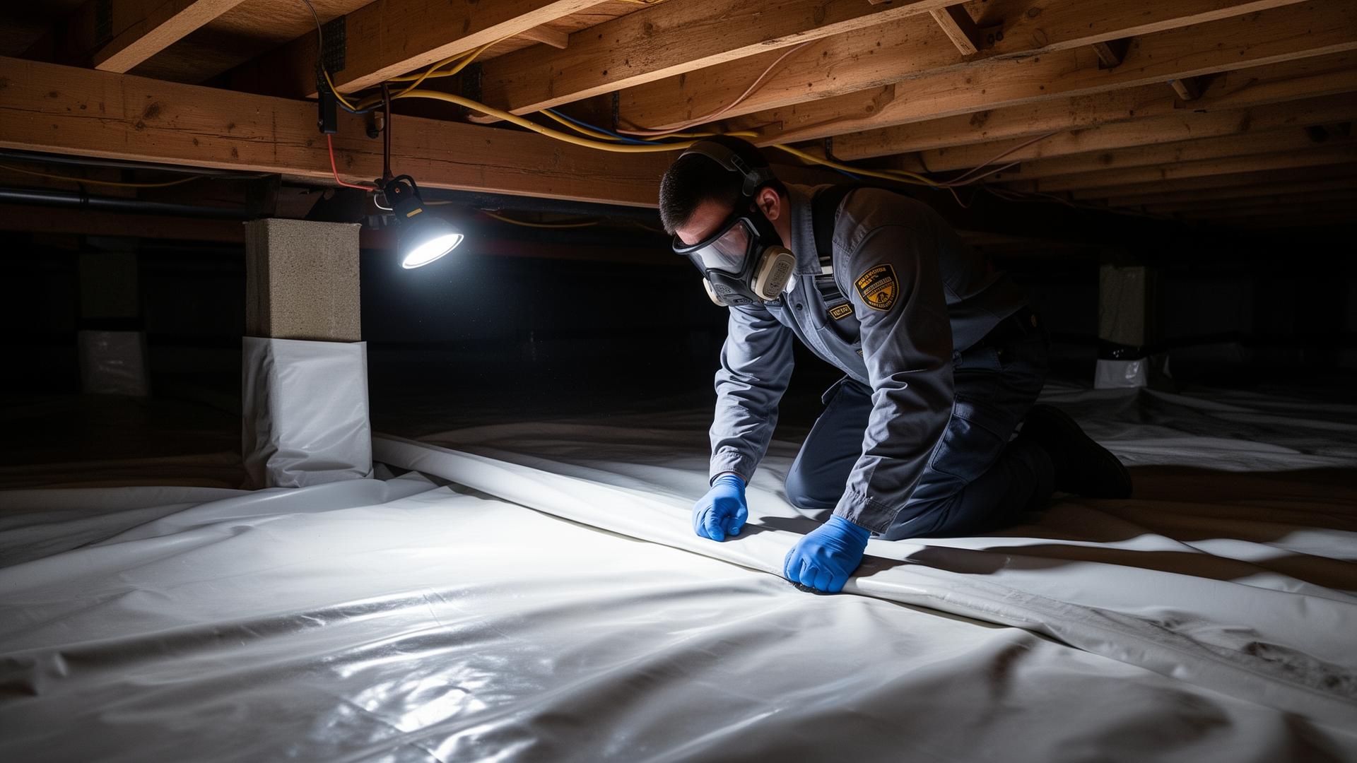 Professional crawlspace moisture barrier installation